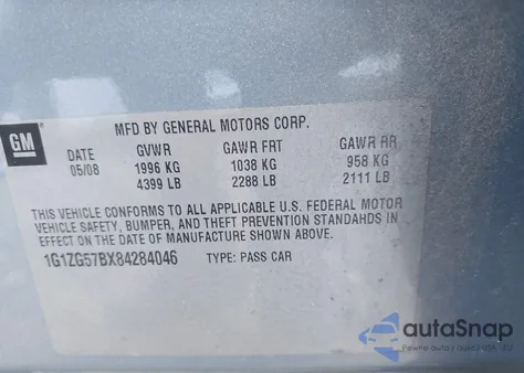 2008 Chevrolet Malibu Ls из США, поврежденный, VIN 1G1ZG57BX84284046